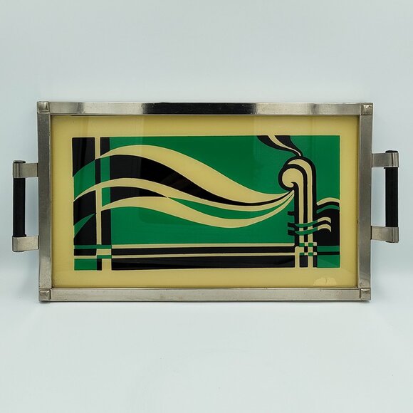1930s Atonishing Green and Black Art Deco Tray. Made in USA - Picture 6 of 9